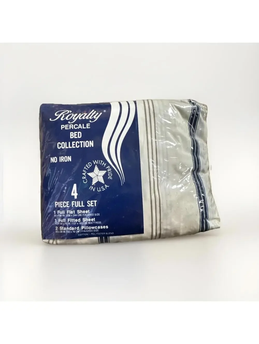 Royalty 4 Piece Full Set U.S.A No Iron Fitted Flat Pillowcases Cotton Polyester